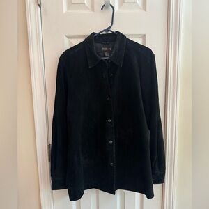 STYLE & CO. 100% Leather Black Suede Shacket Size XL